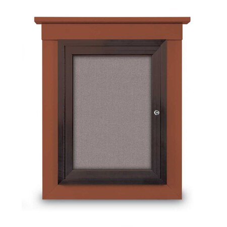 42x32 2-Door Enclosed Letterboard,Header,Grey Felt/Cherry